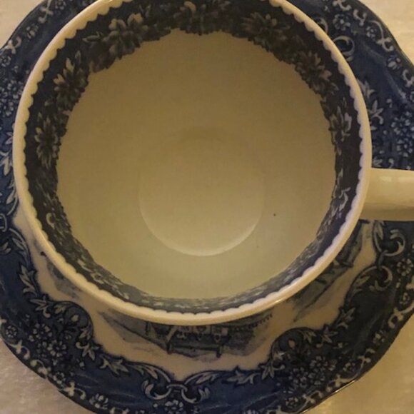 RARE Blue & White W. H. Grindley English Country Inns Teacup & Saucer: Used: #2 - Picture 6 of 9